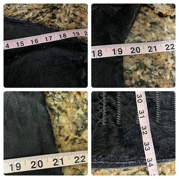 Chelsea & Theodore Black Crushed Velvet Embroidered Mini Dress Women’s S - Picture 6 of 10